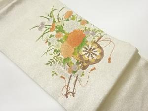 相良刺繍花車模様名古屋帯